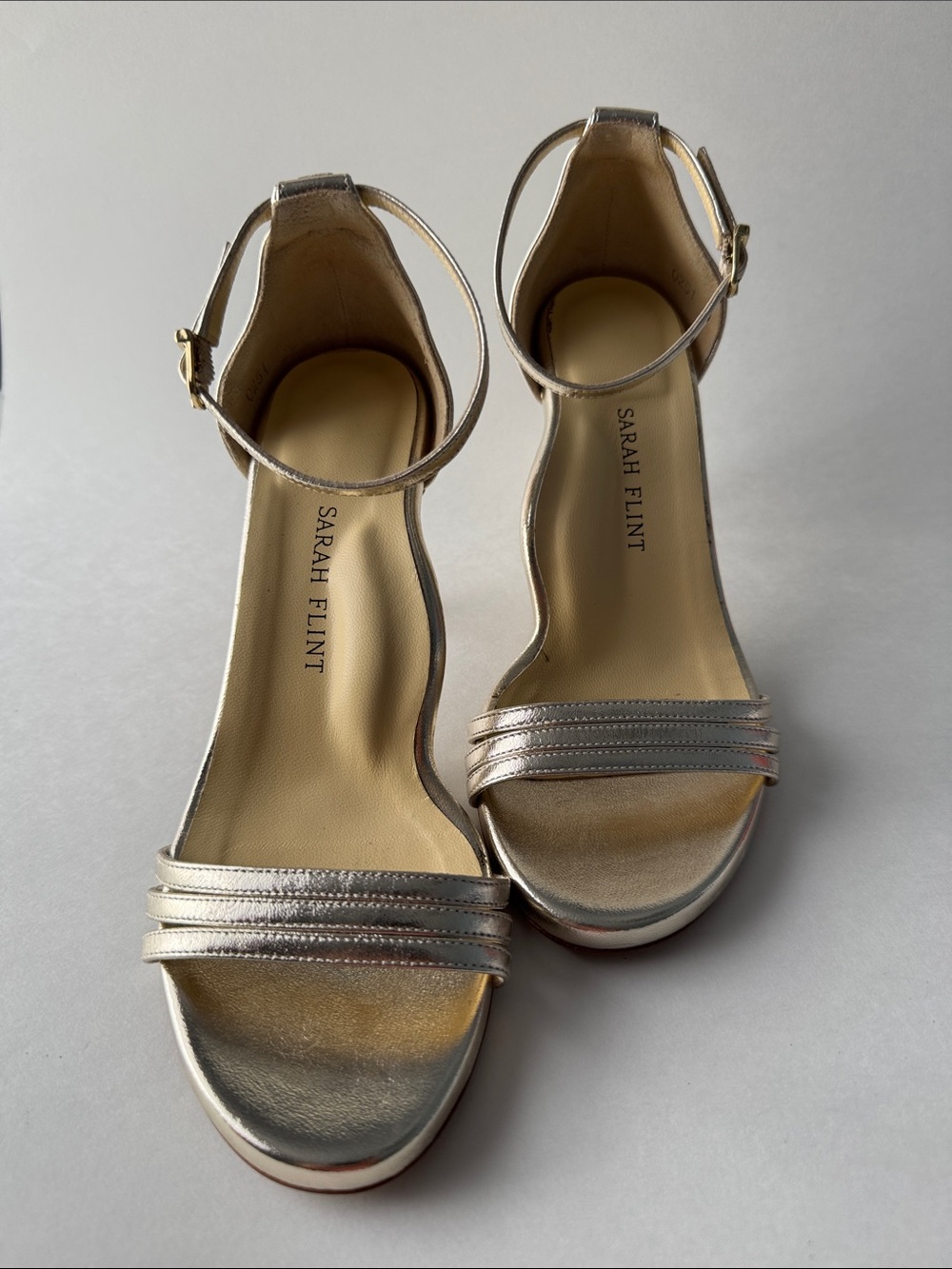 BRAND NEW Sarah Flint Perfect Sandal in Gold Napa- Ankle-Strap Heels